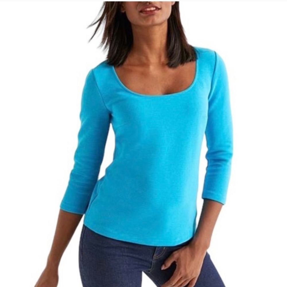 Boden Tilly Ottoman Scoop Neck Ribbed Tee Top Sz 8 EUC